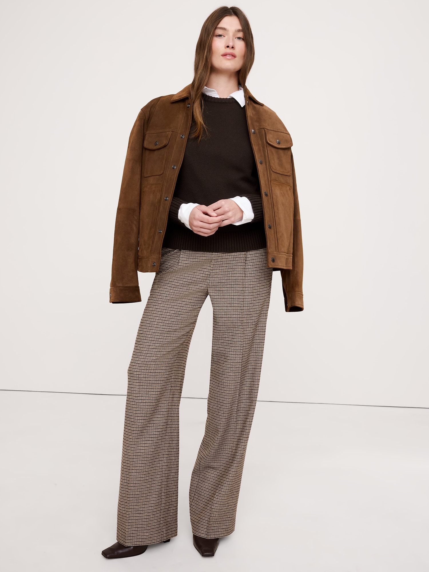 ミッドライズ ワイドレッグ フランネル ドローストリングパンツ-0