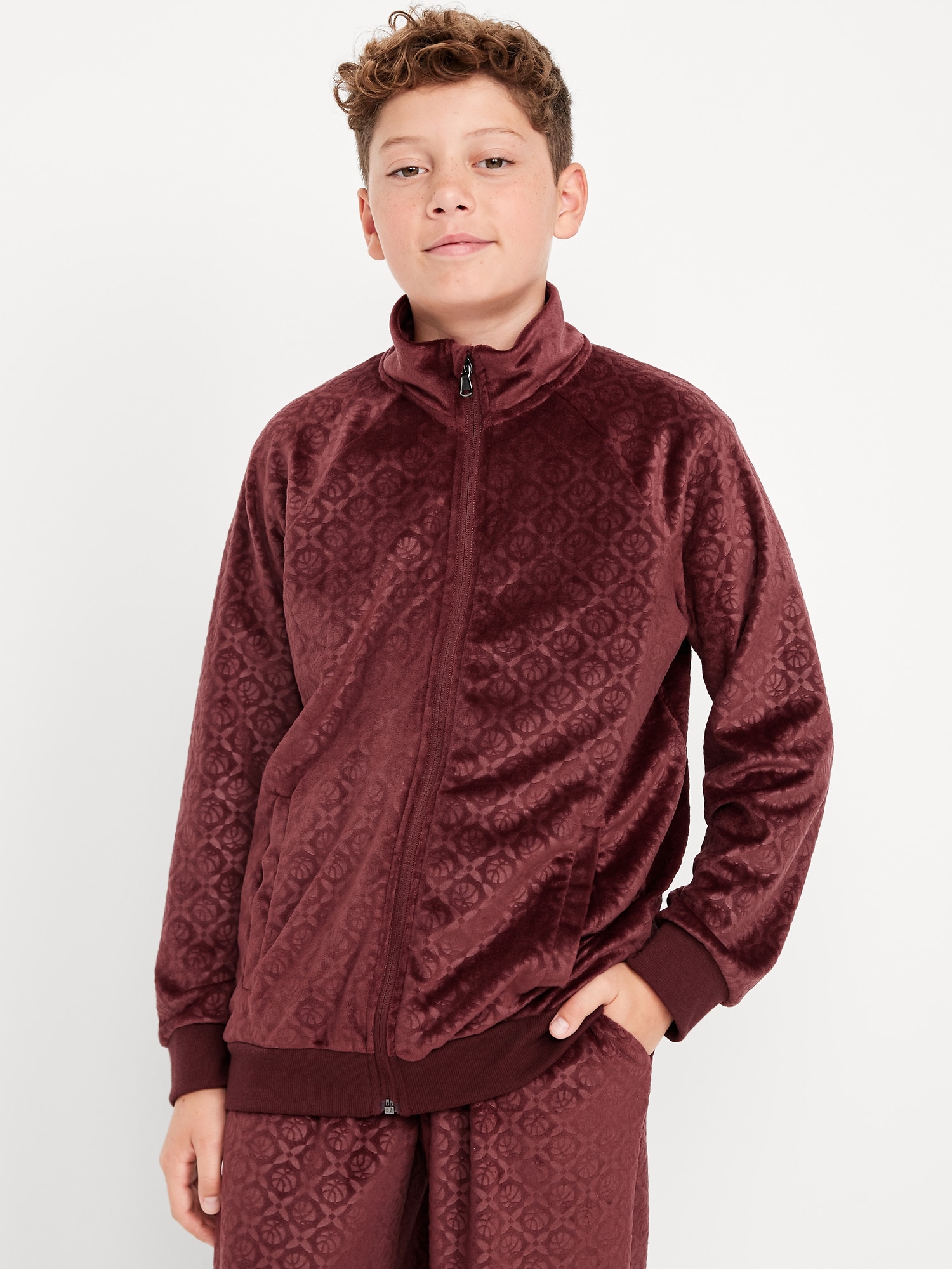 VESTE DE SURVÊTEMENT SURDIMENSIONNÉE EN VELOURS À MOTIF À RELIEF POUR GARÇON