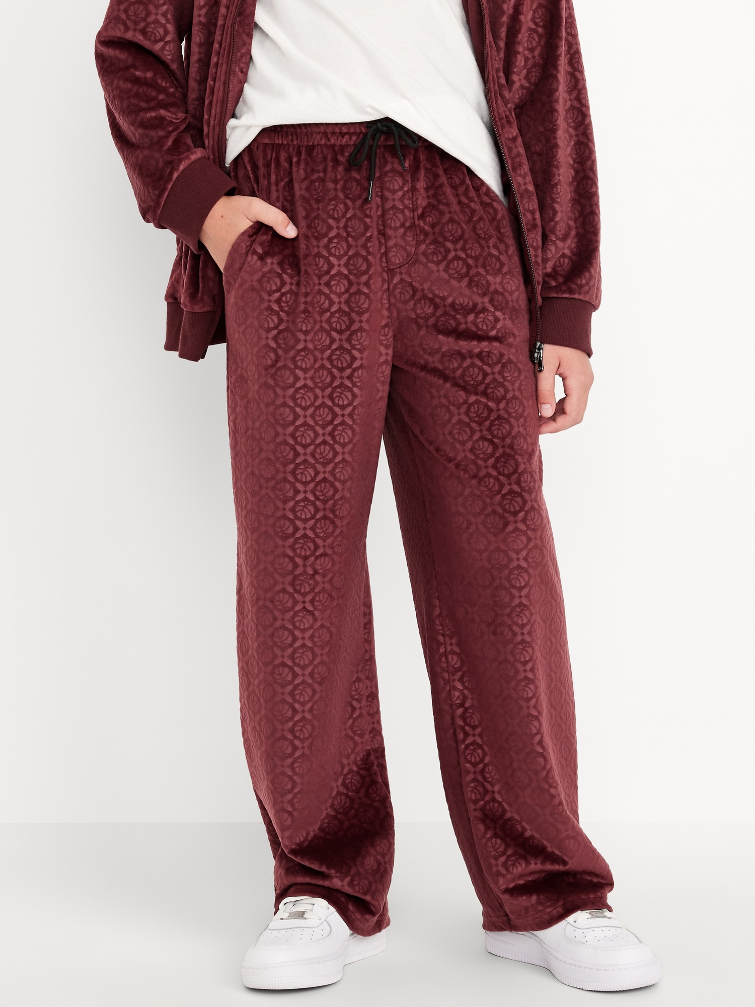 PANTALON DE SURVÊTEMENT AMPLE EN VELOURS À MOTIF EN RELIEF COUPE GÉNÉREUSE POUR GARÇON