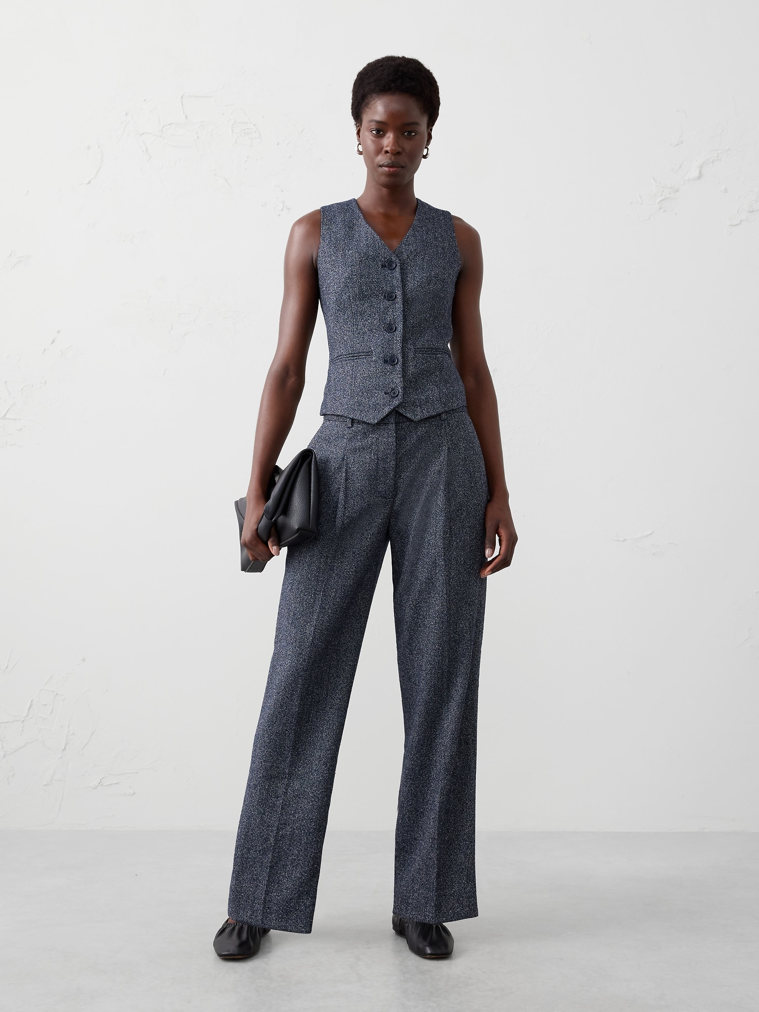 Straight High-Rise Herringbone Trouser