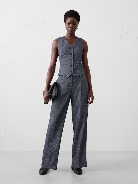 Straight High-Rise Herringbone Trouser