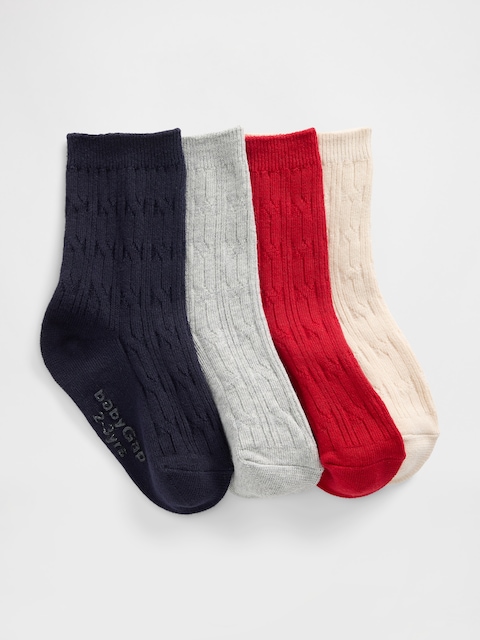 Baby & Toddler Cable-Knit Crew Socks (4-Pack)