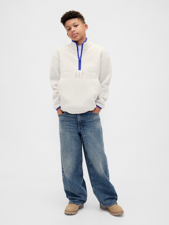 ボア GAPロゴ ハーフジップ プルオーバー (キッズ)-3