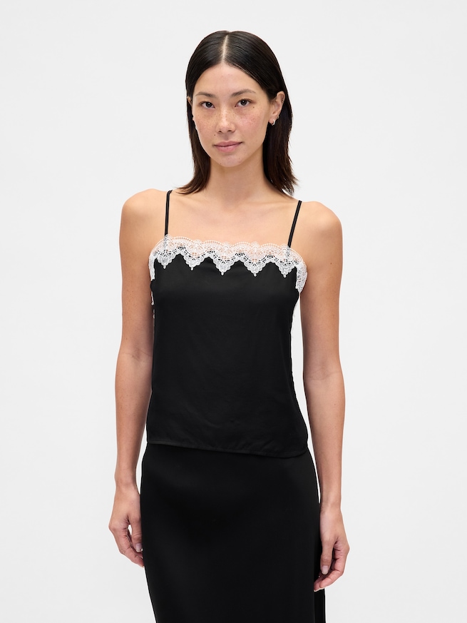 レーストリミング クロップド キャミソール-0