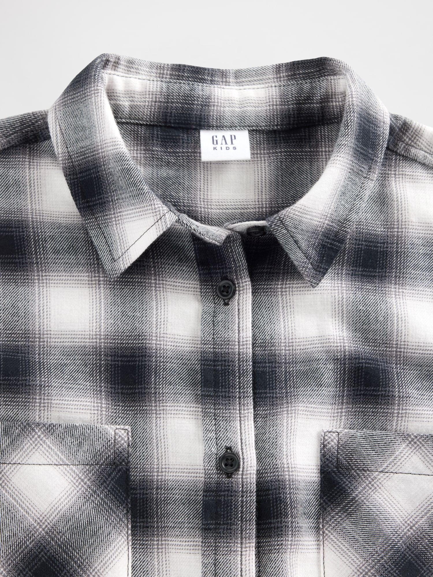オーバーサイズ クロップド フランネルシャツ (キッズ)-3