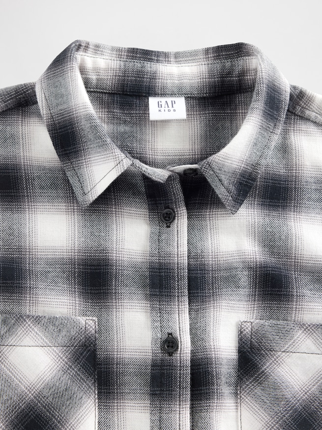 オーバーサイズ クロップド フランネルシャツ (キッズ)-3