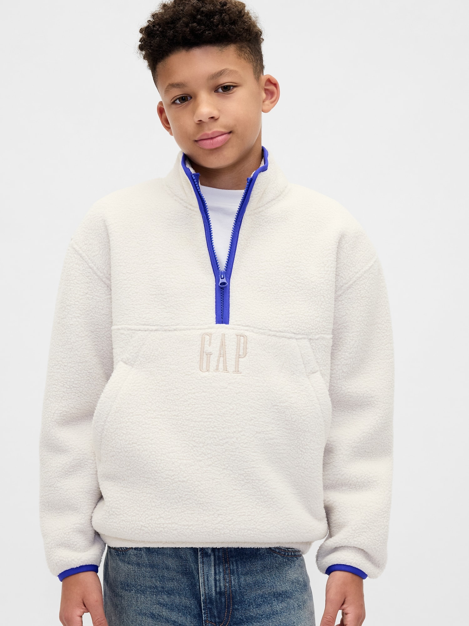 Gap ボア GAPロゴ ハーフジップ プルオーバー (キッズ) Gap ボア GAPロゴ ハーフジップ プルオーバー (キッズ)