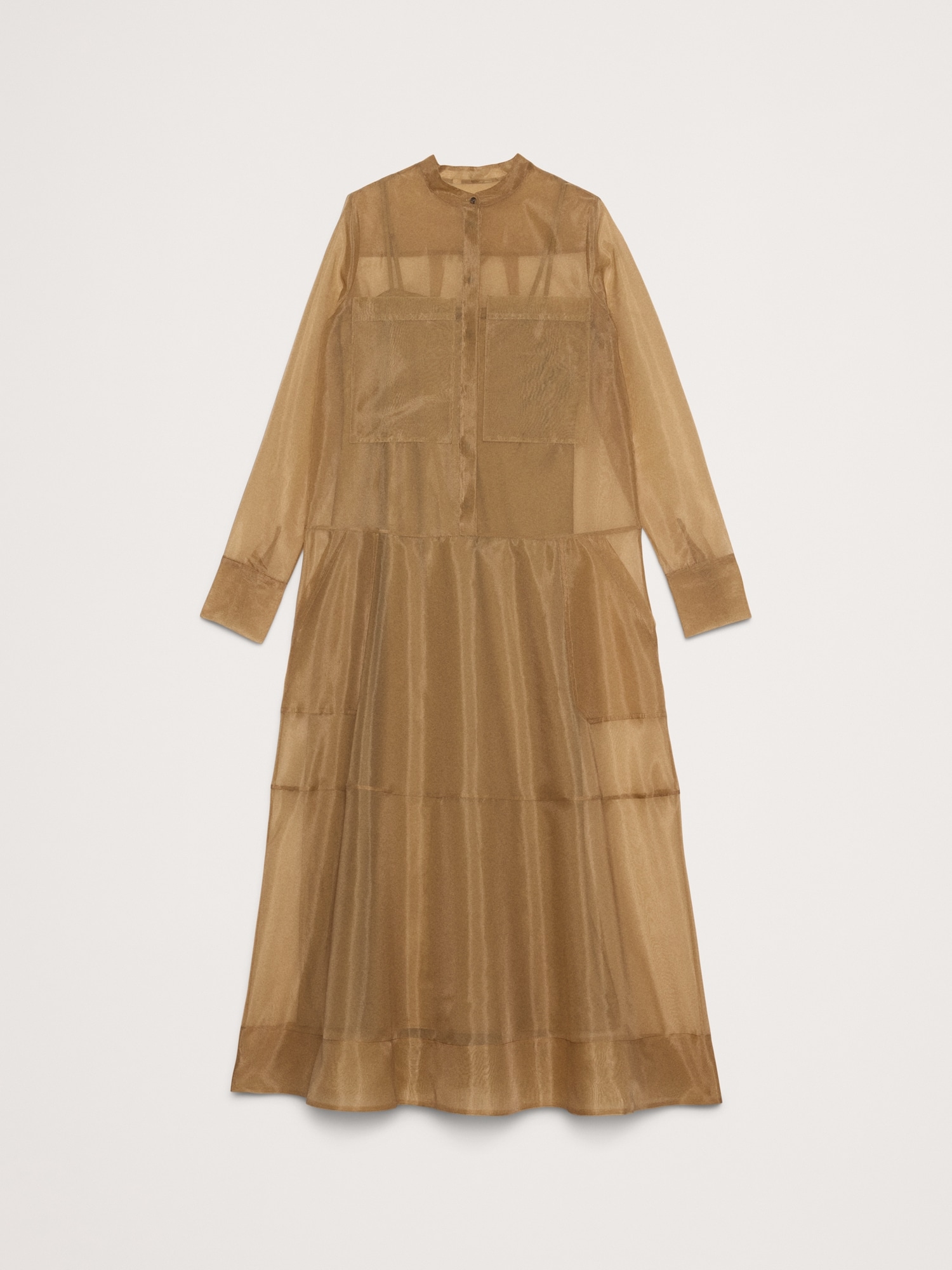 オーガンザ マキシ シャツドレス-4 オーガンザ マキシ シャツドレス-4