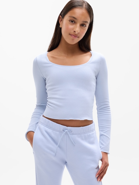 Athleta Girl Rise Above Rib Shimmer Top