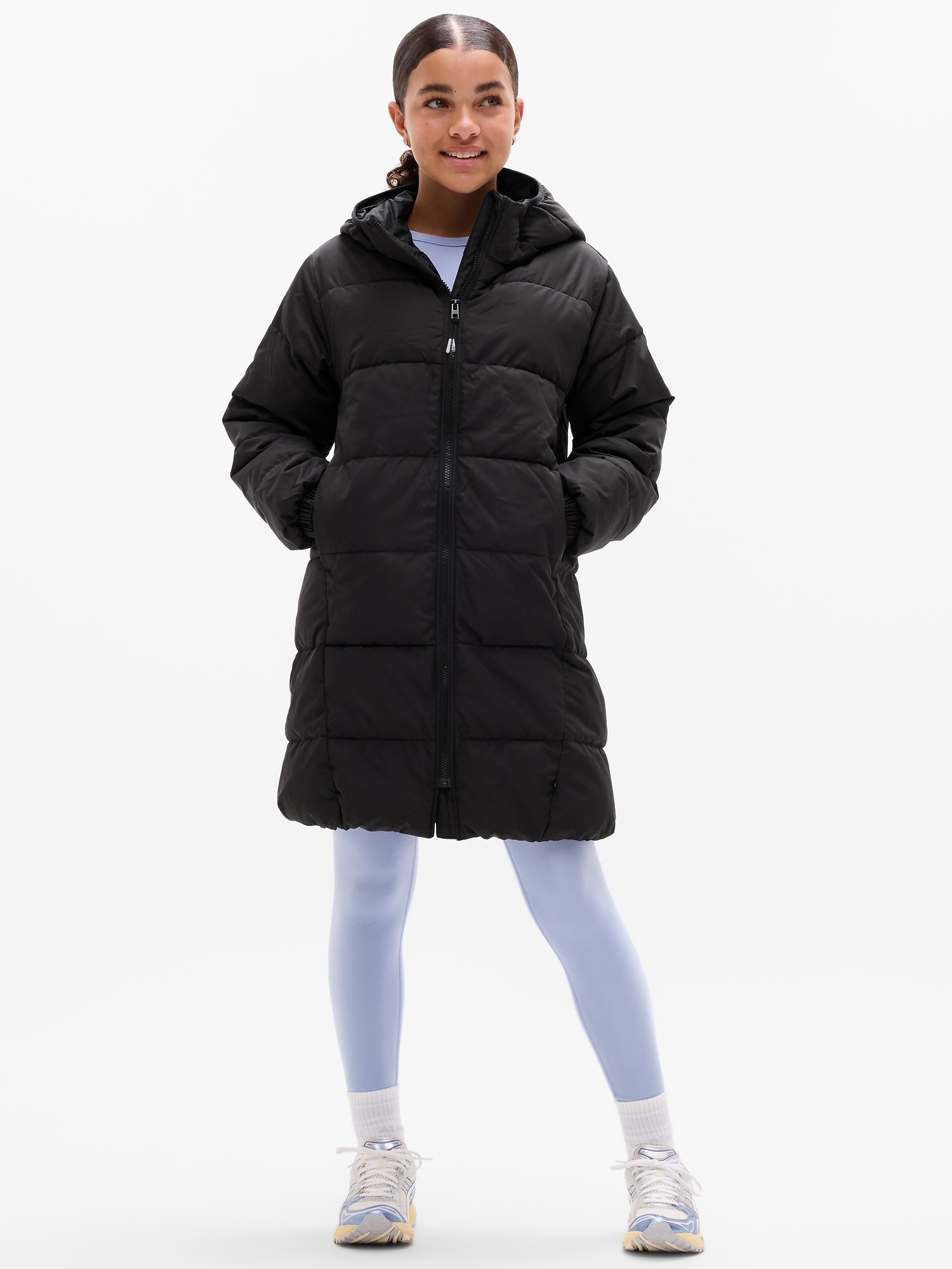 ATHLETA フード付き ブラックダウンコート Insulated Down Parka | Athleta