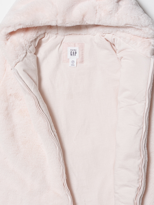 フェイクファー くまさん フード付きカバーオール (ベビー)-3