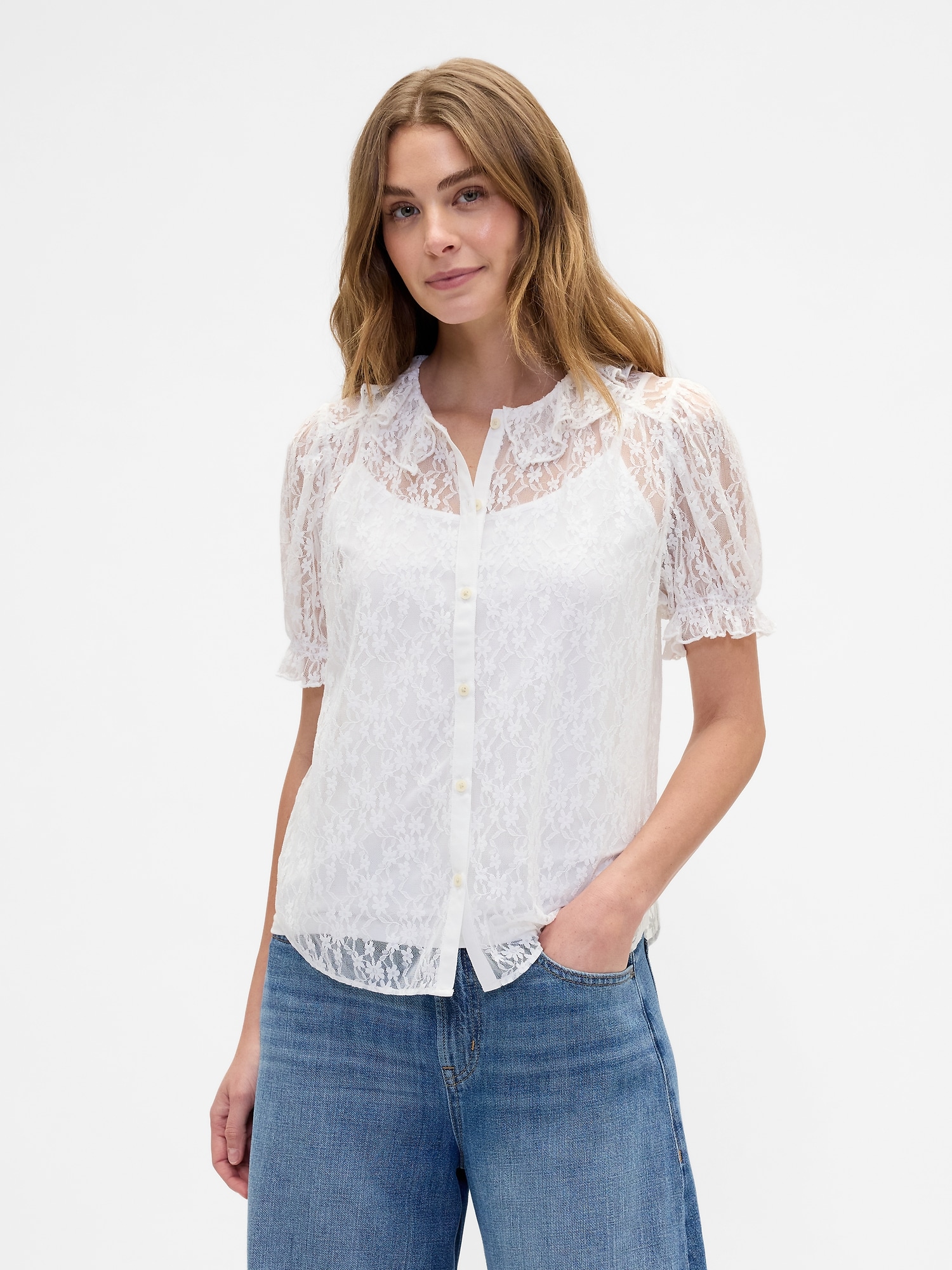 Lace Puff Sleeve Top