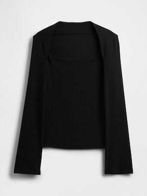 モダンリブ  エンベロープネック トップス