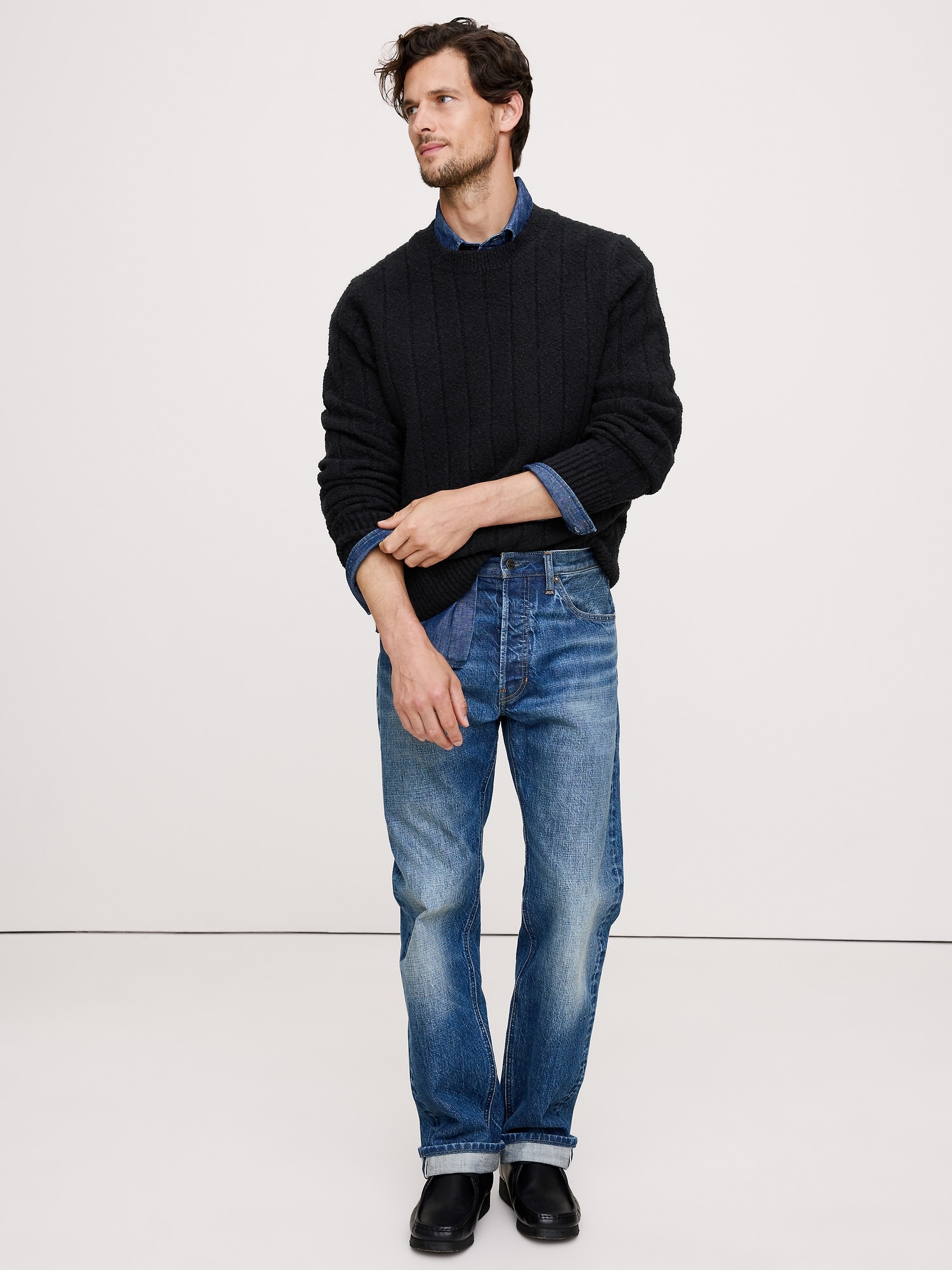 ブークレ リブ クルーネックセーター-0