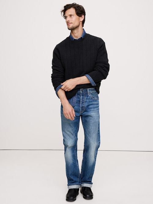 ブークレ リブ クルーネックセーター