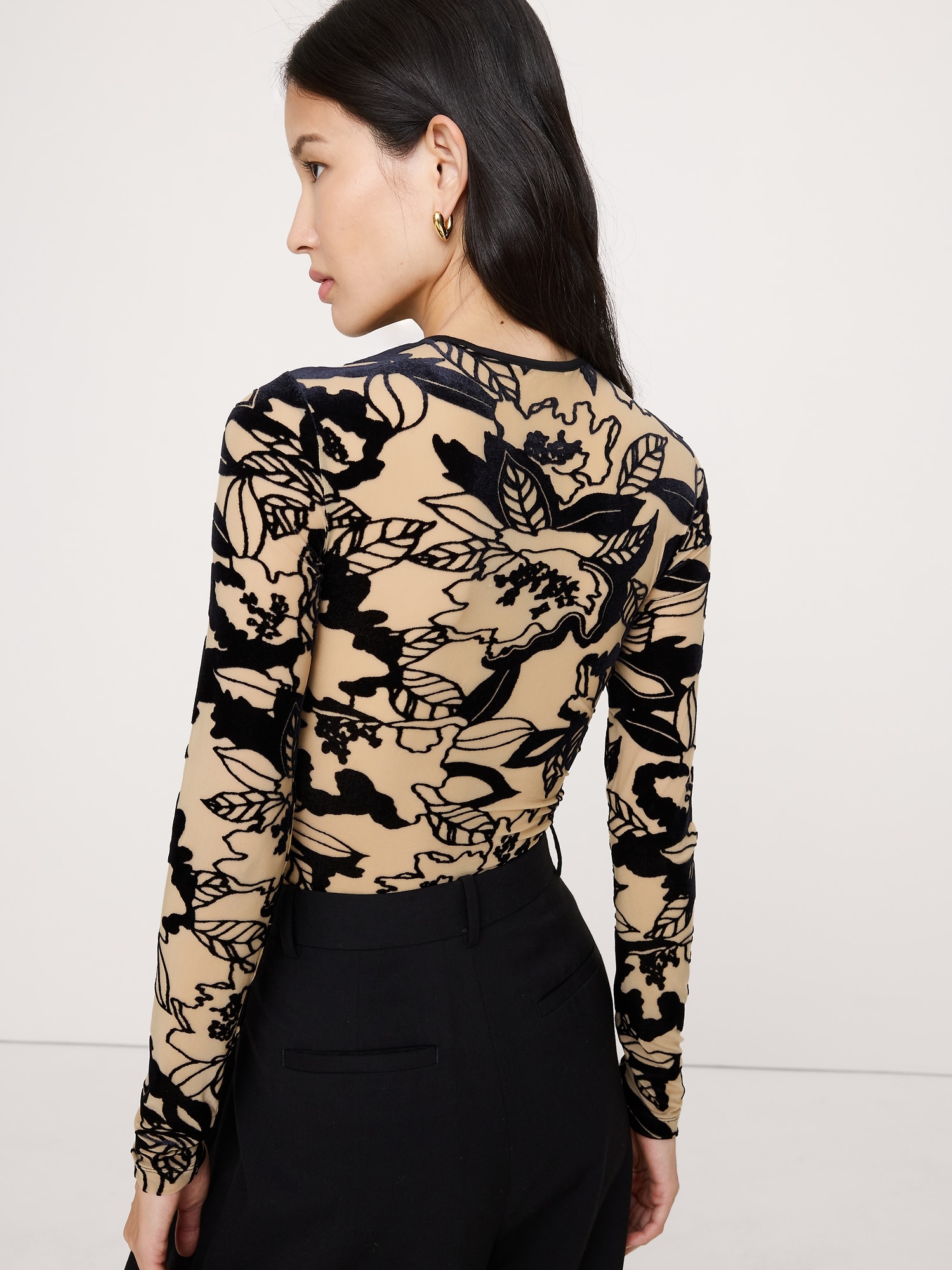 バーンアウト ベルベット クルーネック トップス-1 バーンアウト ベルベット クルーネック トップス-1