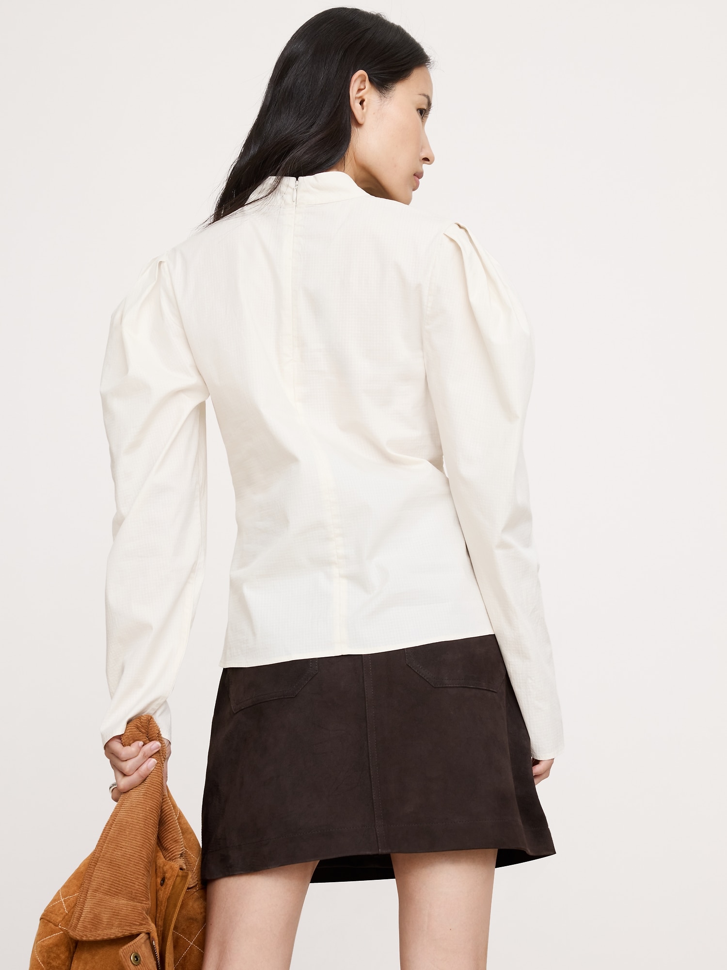 ストレッチ コットン パフスリーブ トップス-1 ストレッチ コットン パフスリーブ トップス-1