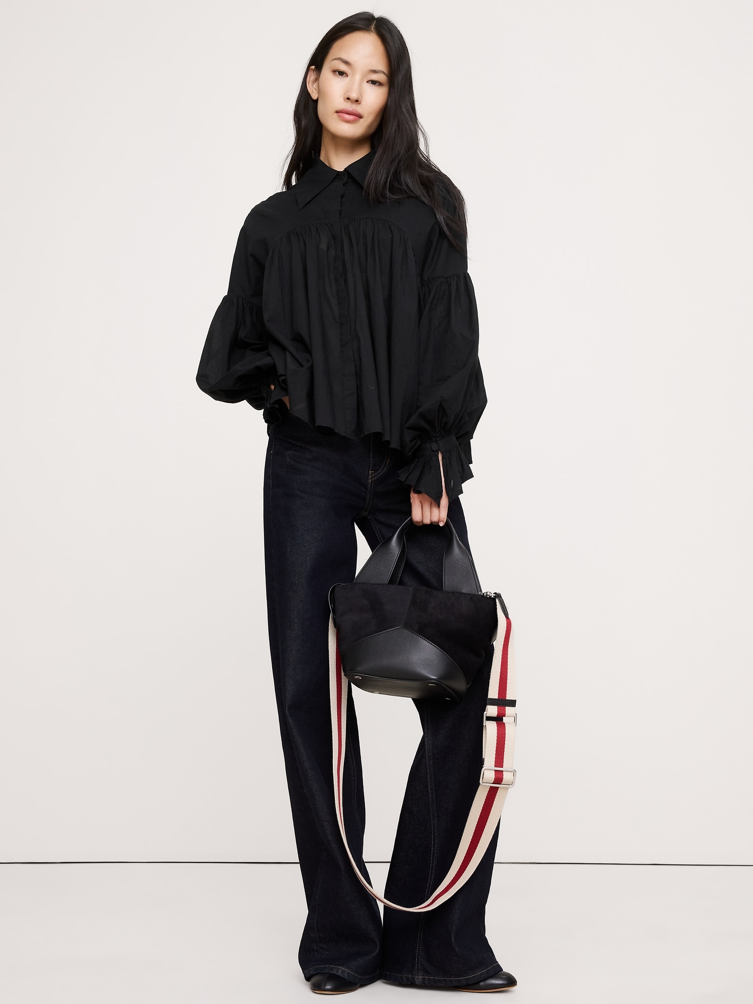 CHEMISIER EN COTON À MANCHES BALLON