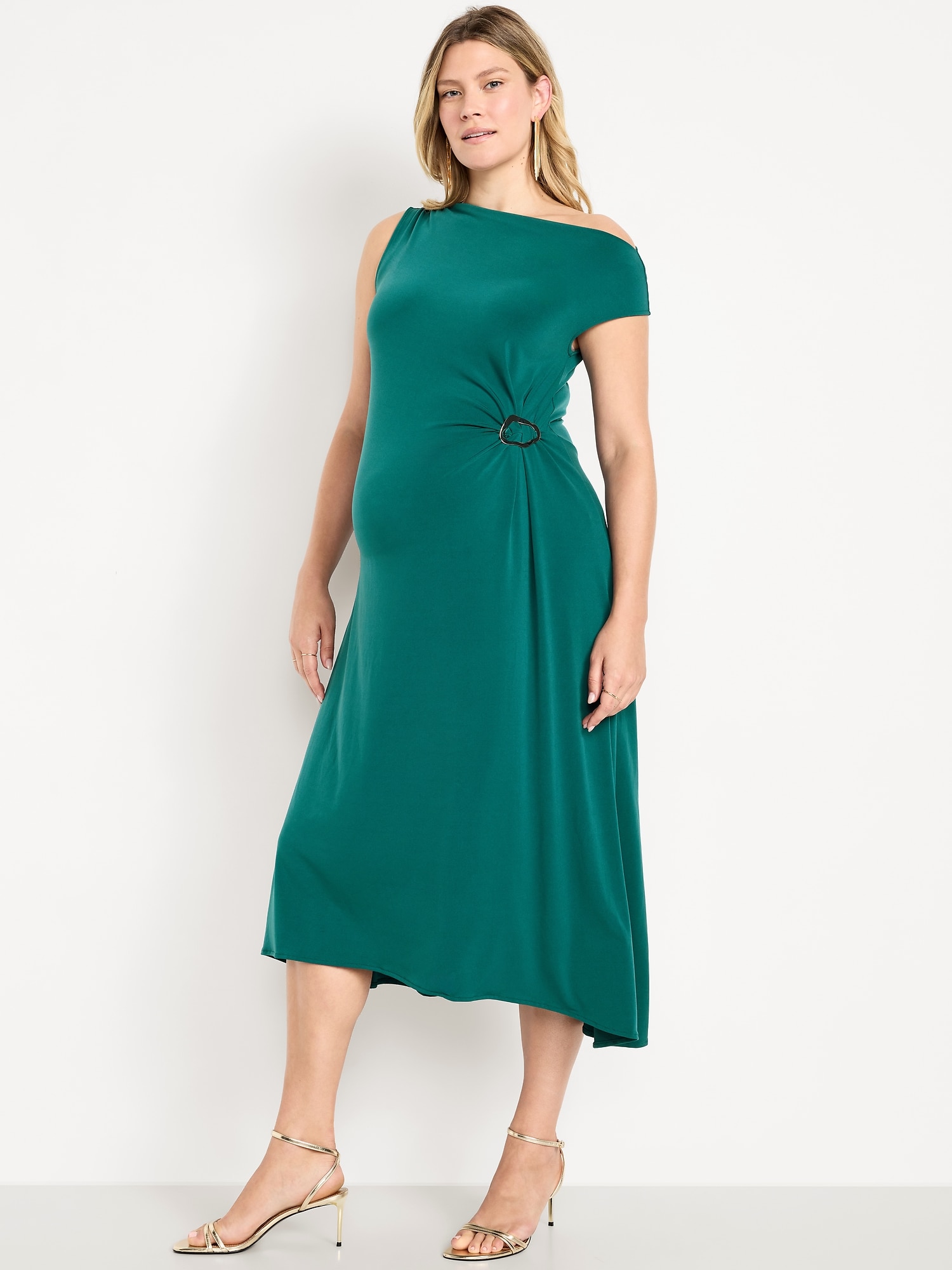 halter maxi formal dress Avril Bottle Green Square Neck Maternity Maxi Dress with Split – Club L  London