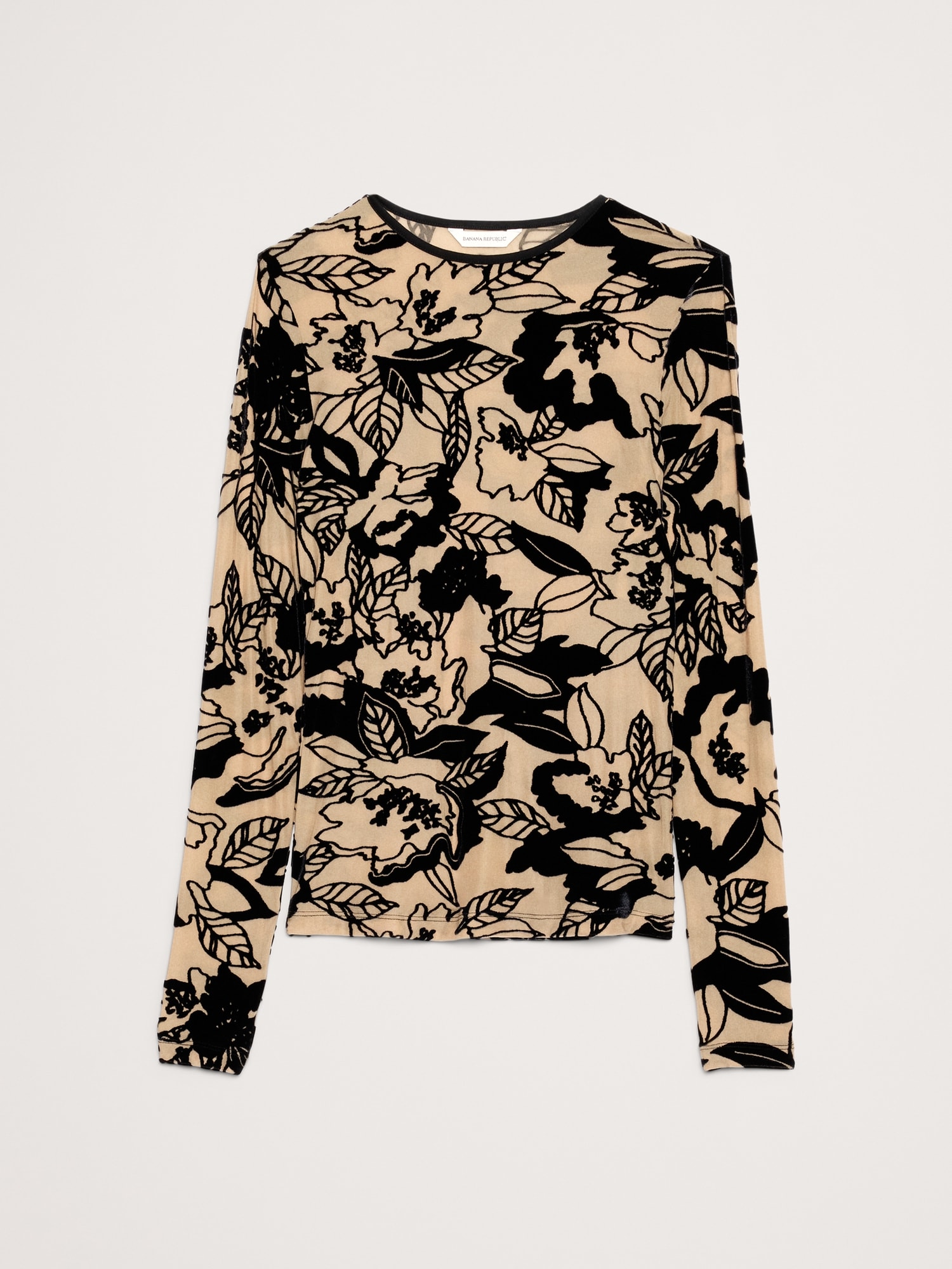 バーンアウト ベルベット クルーネック トップス-3 バーンアウト ベルベット クルーネック トップス-3