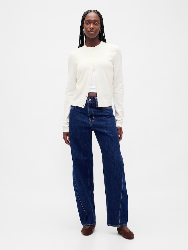 CashSoft カシミヤタッチ クロップドカーディガン-1