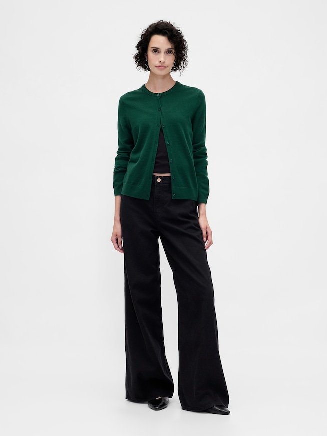 CashSoft カシミヤタッチ クロップドカーディガン-1