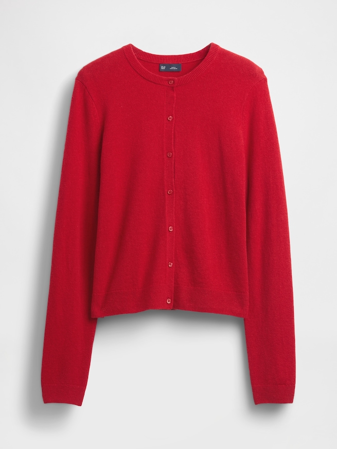 CashSoft カシミヤタッチ クロップドカーディガン-4