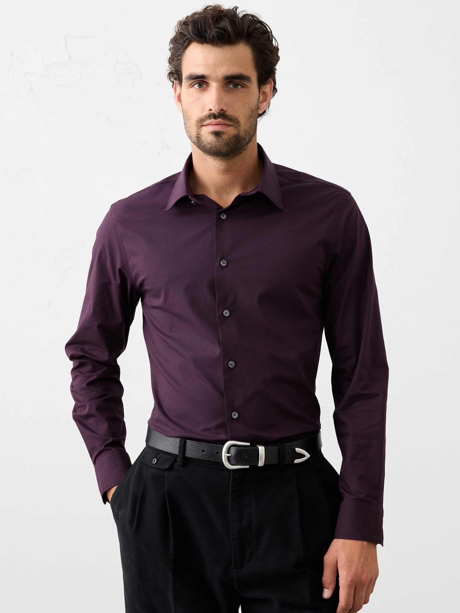 Slim-Fit Untucked Dress Shirt