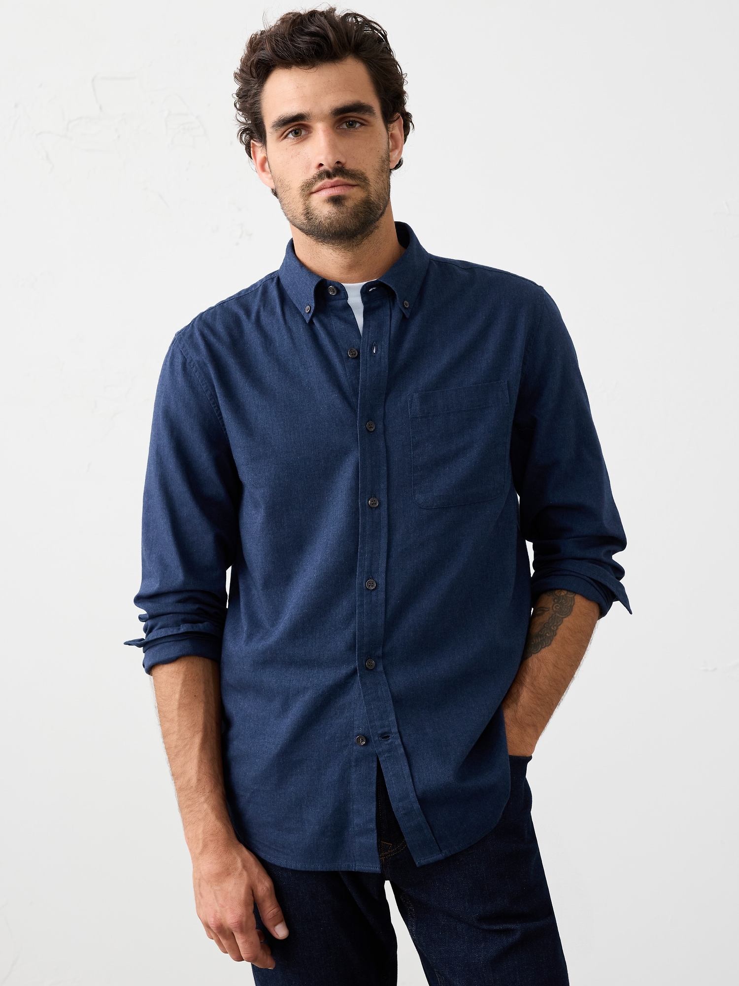 Slim-Fit Lightweight Flannel Shirt