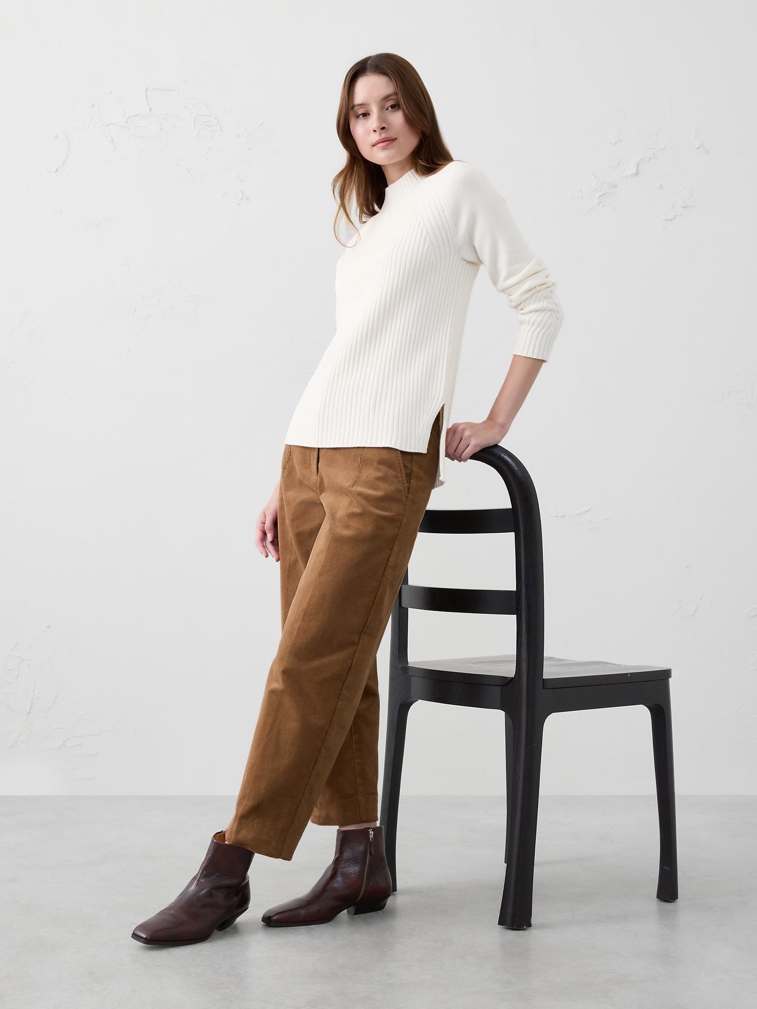 Ribbed Mock-Neck Sweater