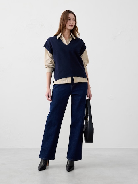 Textured V-Neck Sweater Vest