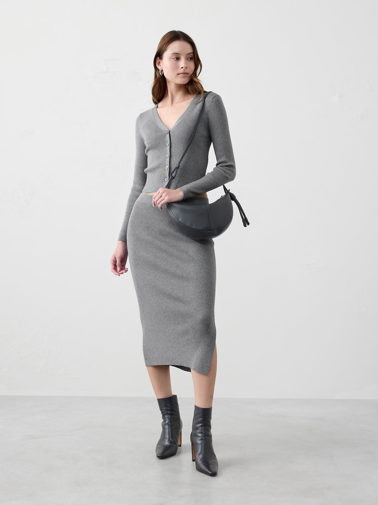 Lurex Ribbed Cardigan Sweater