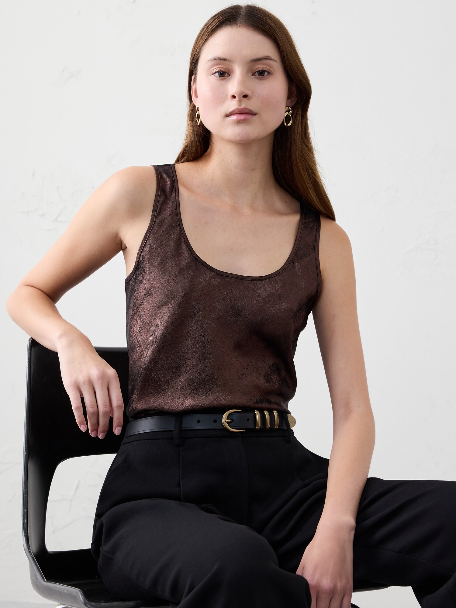 Metallic Scoop-Neck Tank