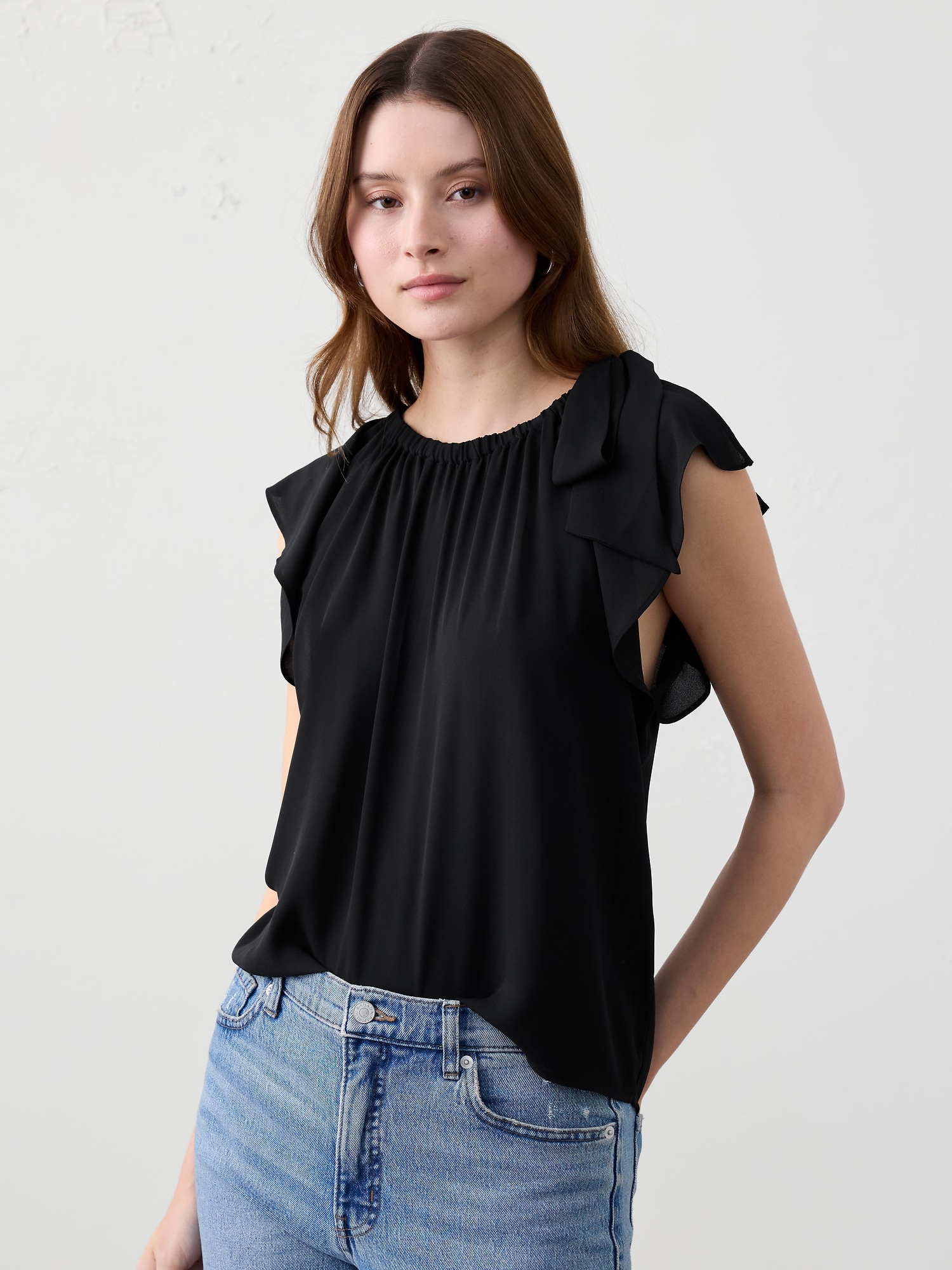 Georgette Tied-Shoulder Top