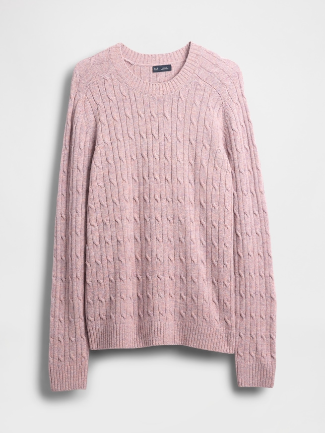 メリノウールブレンド ケーブルニットセーター-4