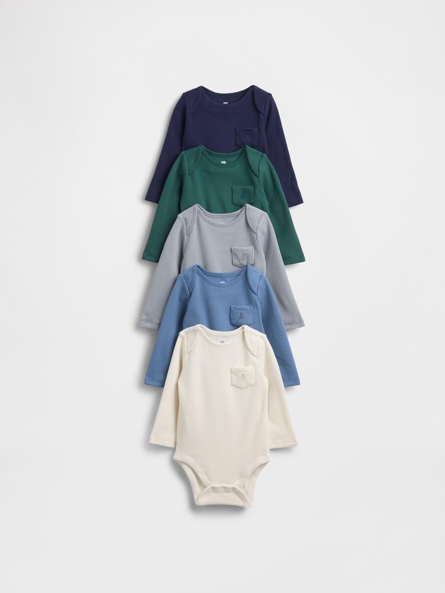 Baby First Favorites Softspun Waffle Pocket Bodysuit (5-Pack)