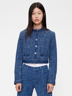 GapStudio デニムツイード クロップドジャケット