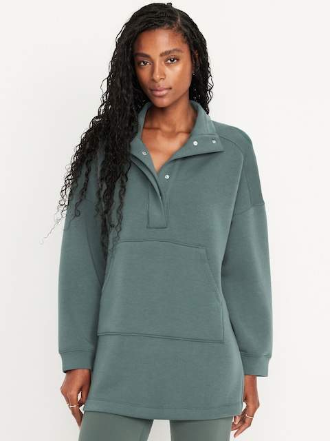 Bounce Fleece Oversized Snap-Front Tunic