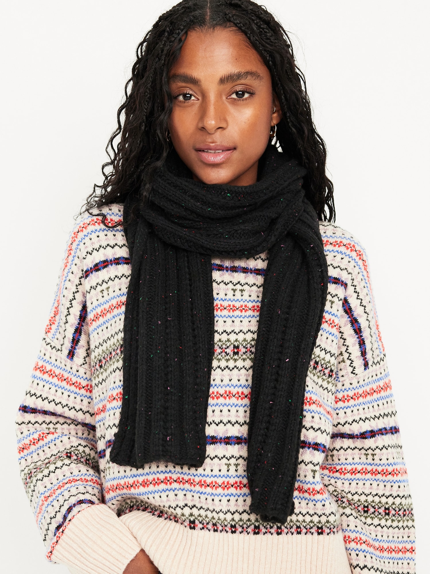 小物 90s OLD GAP Rainbow Knit Muffler. Vintage GAP Kids Women's Unisex 100% Lambs Wool Knitted Ivory