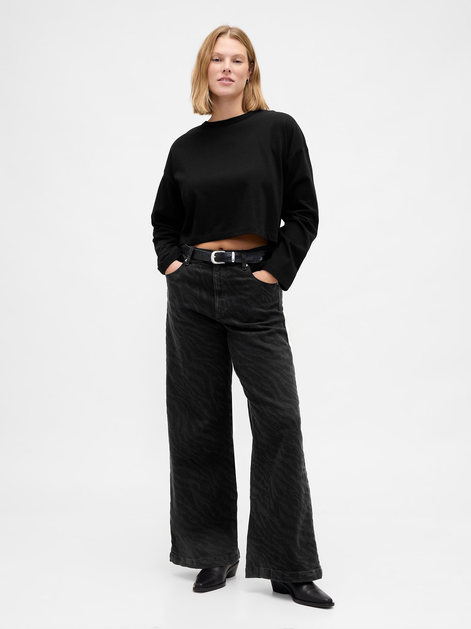 High Rise Stride Wide-Leg Jeans