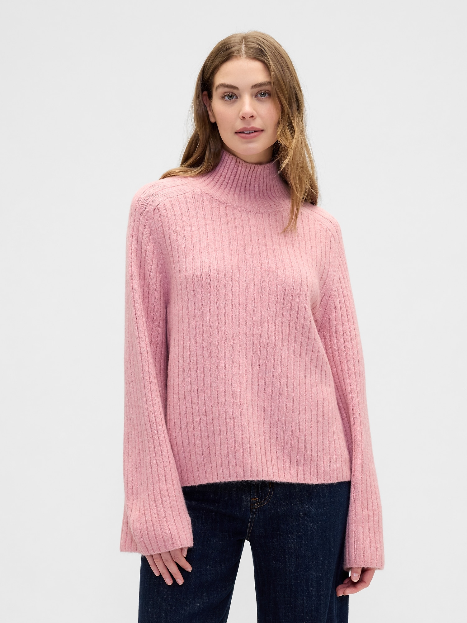 Relaxed Ribbed Mockneck Sweater