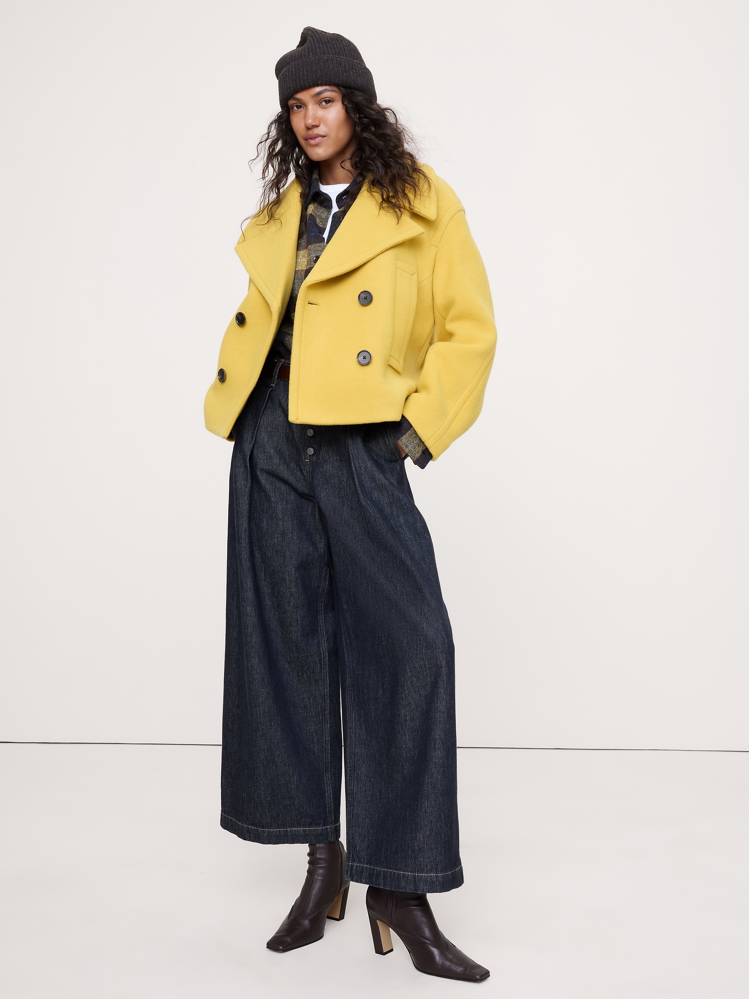 CABAN EN MÉLANGE DE LAINE MELTON ITALIENNE