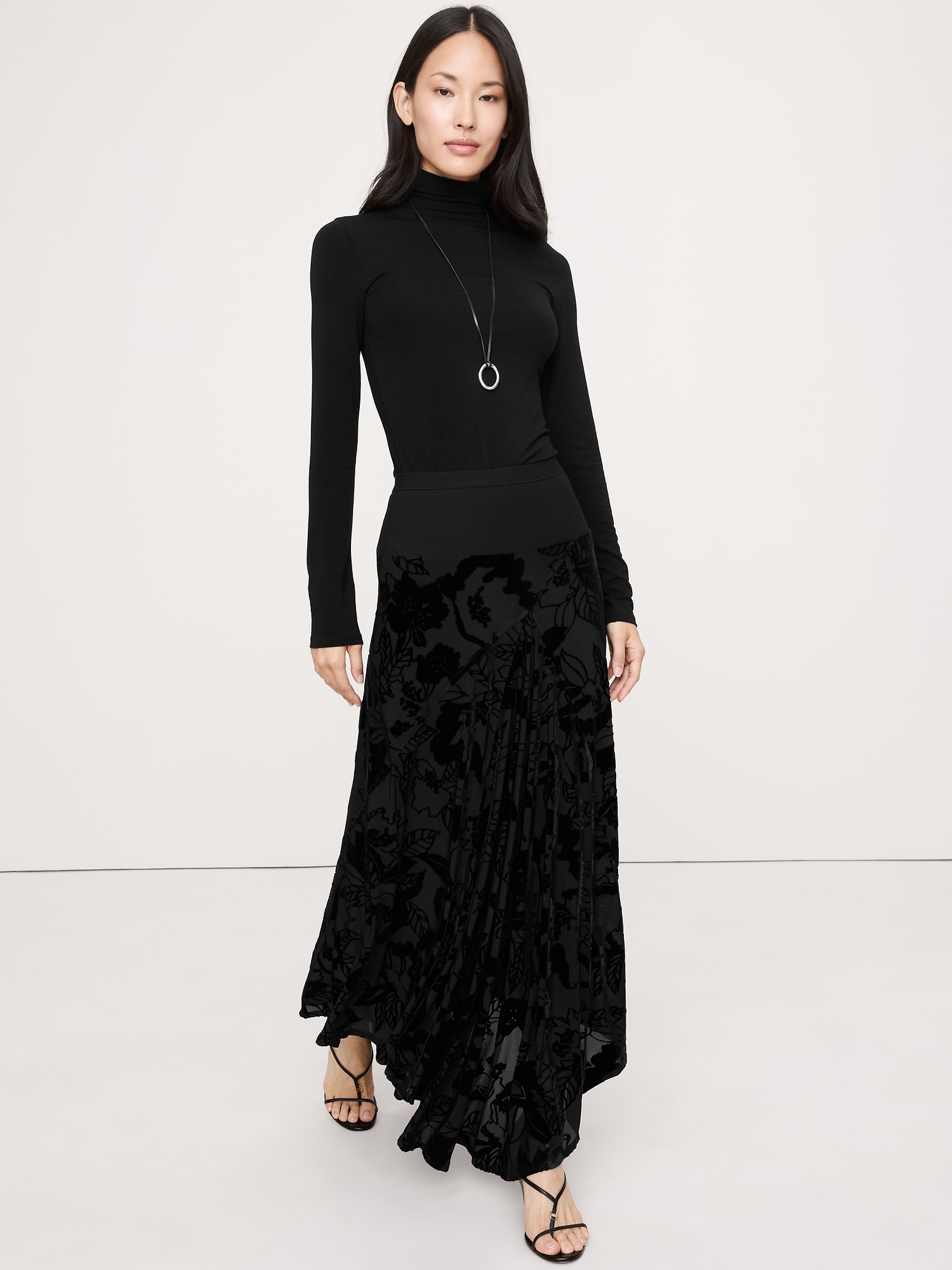 バーンアウト ベルベット アシンメトリー スカート-0