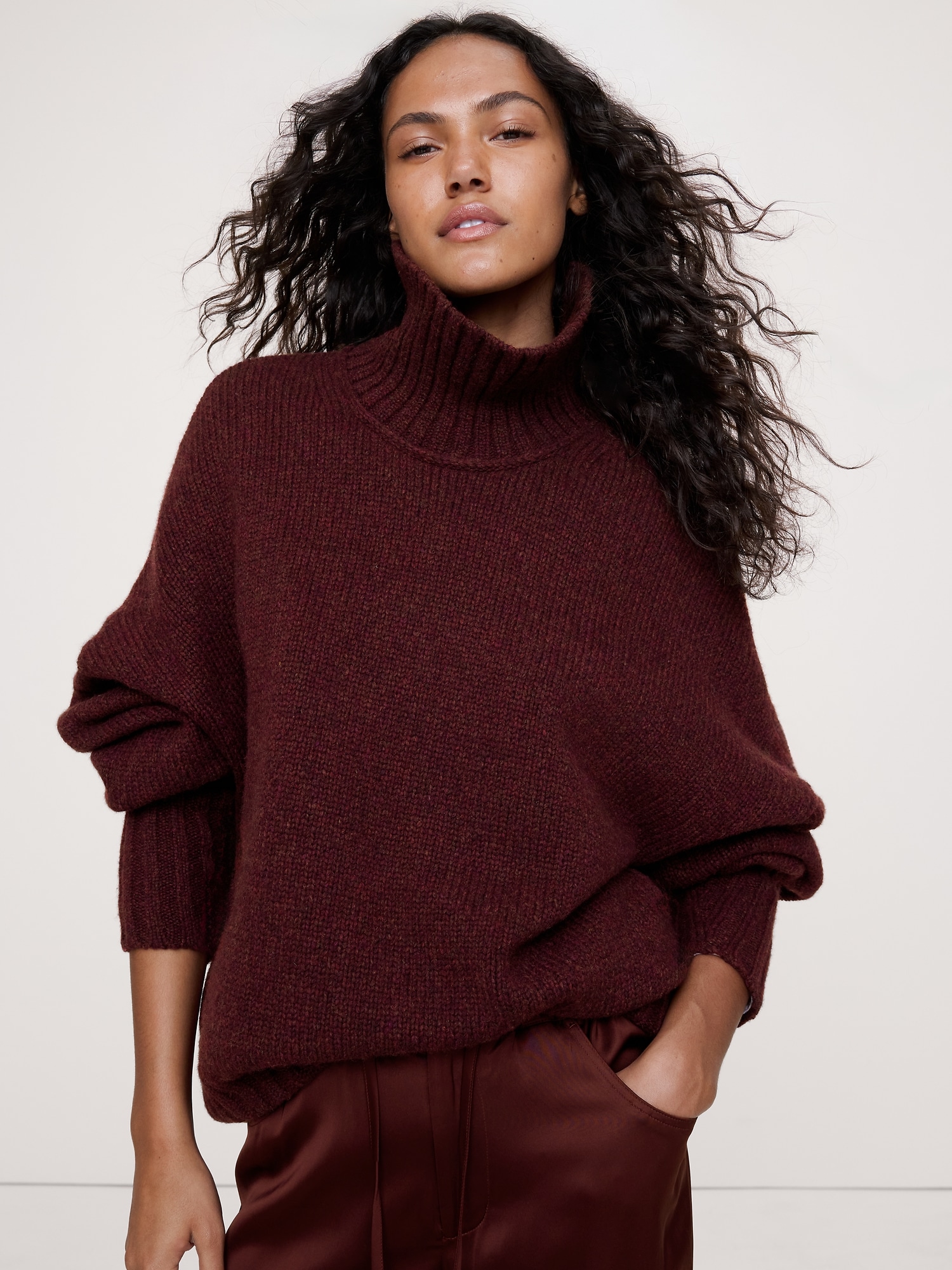 CHANDAIL À COL ROULÉ EN LAINE MÉRINOS ITALIENNE