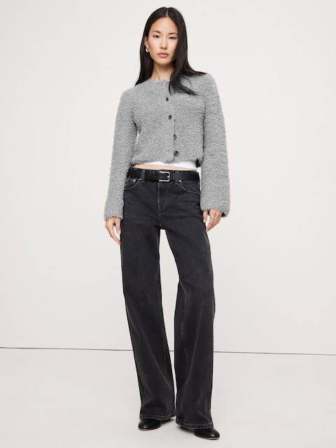 CARDIGAN EN MÉLANGE DE LAINE MÉRINOS BOUCLÉ