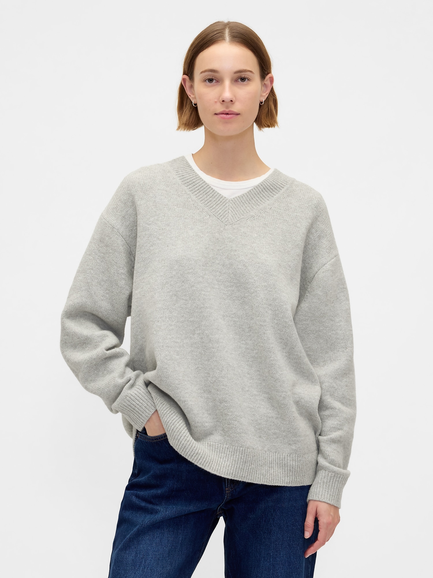 CashSoft Oversized V-Neck Sweater