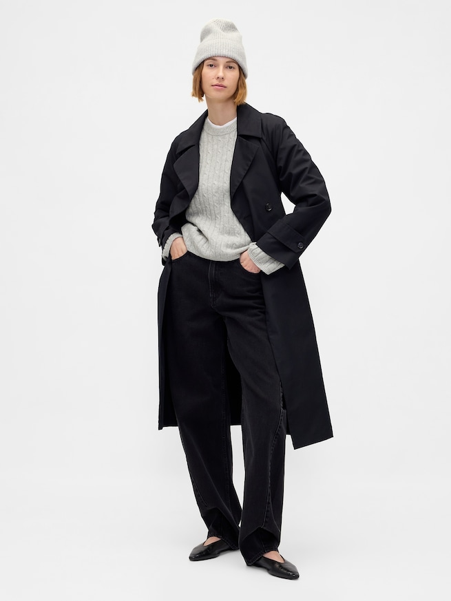 CashSoft カシミヤタッチ ケーブルニット クルーネックセーター-1