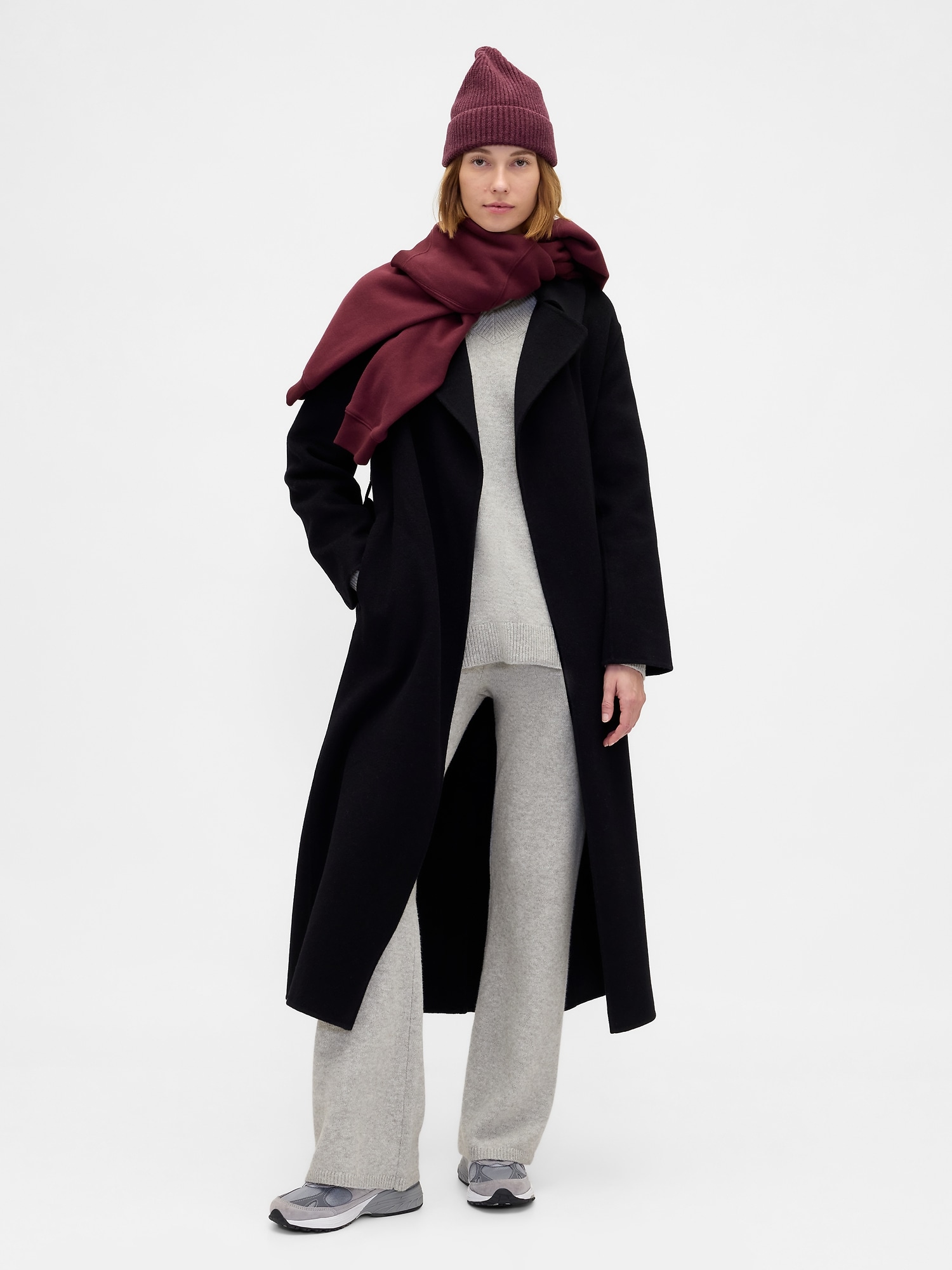 PANTALON SEMI-ÉVASÉ EN TRICOT EFFET CACHEMIRE