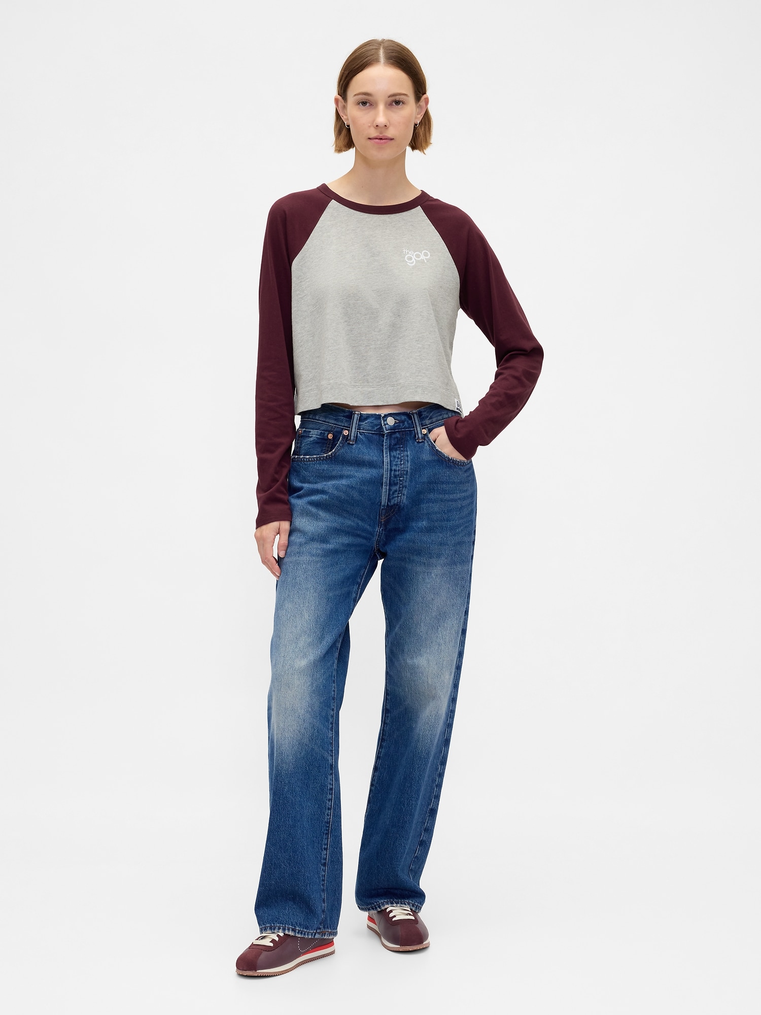 リラックスフィット クロップド GAPロゴTシャツ-1