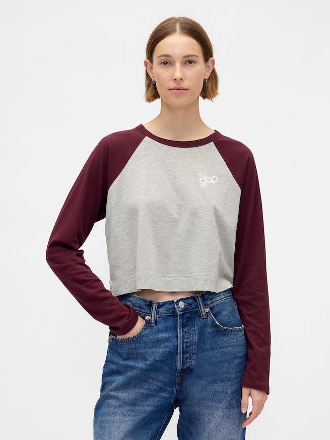 リラックスフィット クロップド GAPロゴTシャツ-0